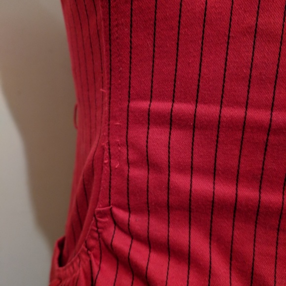 G by Guess Red and Black Pinstripe Wiggle Dress S - Picture 3 of 4